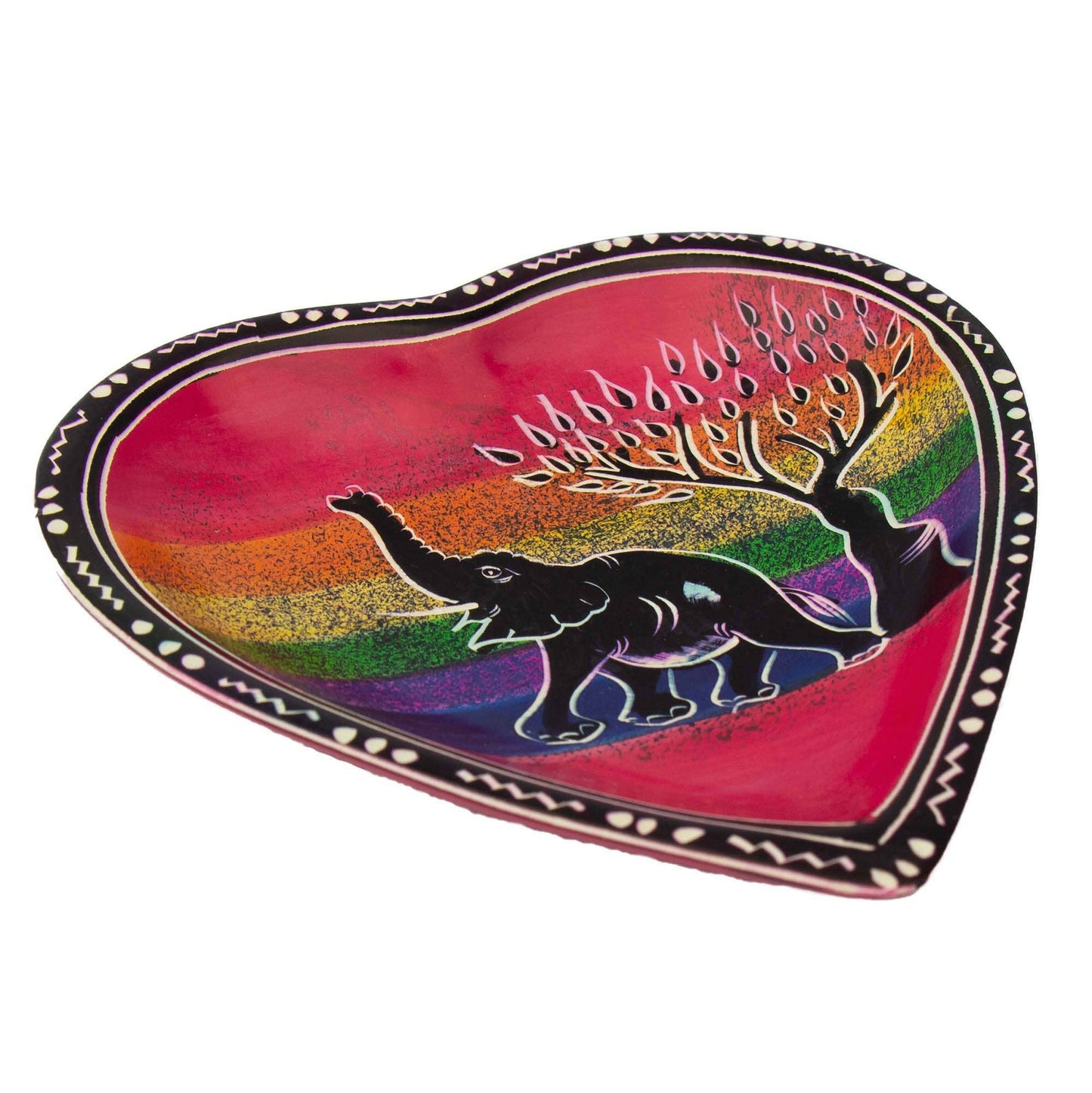 Soapstone Heart Trinket Bowl - Rainbow African Elep