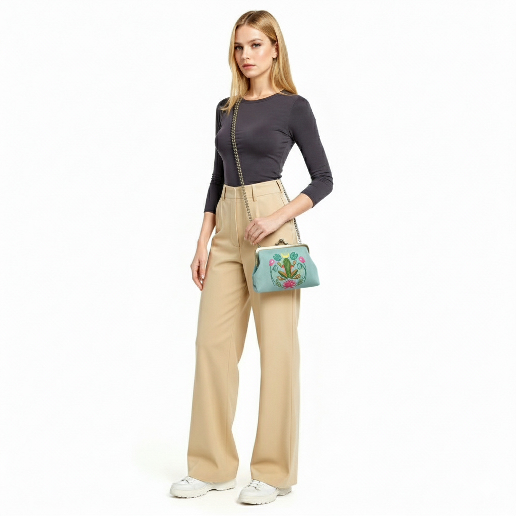 Frog in the Lily Pond Kiss Lock Bag