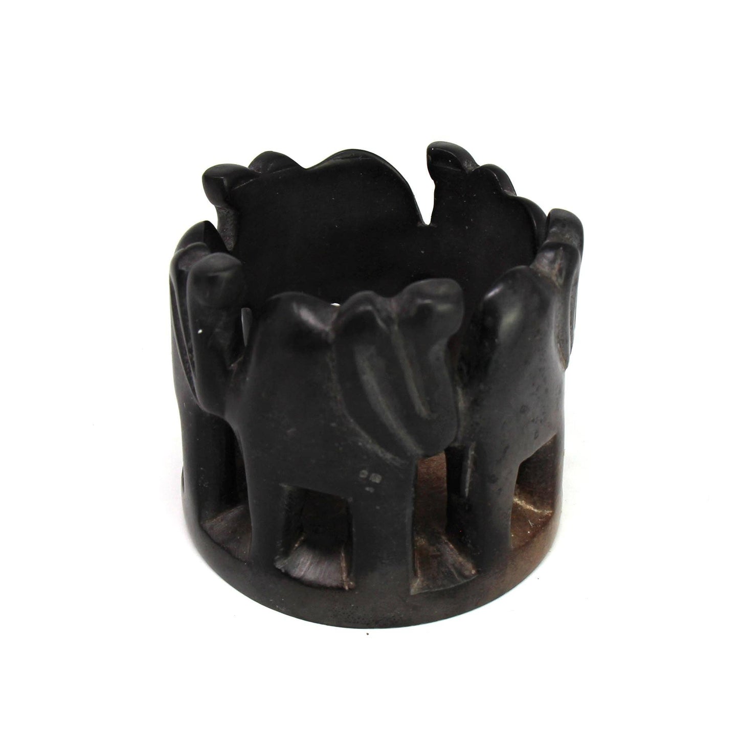 Gray Stone Circle of Elephants Soapstone Sculpture