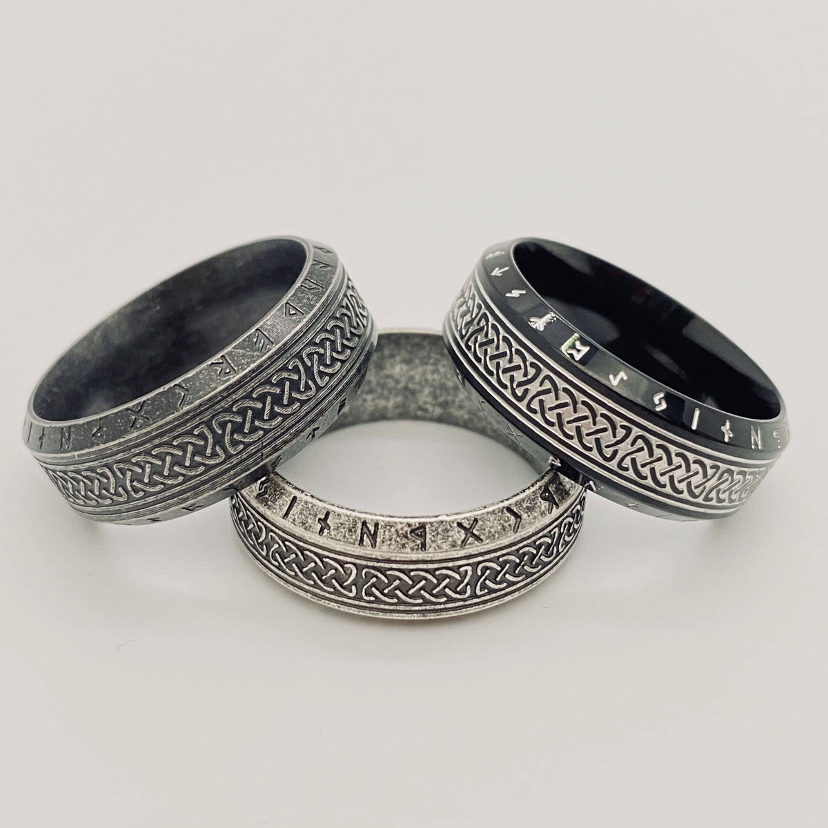Retro Viking Rune Celtic Knot Titanium Steel Ring