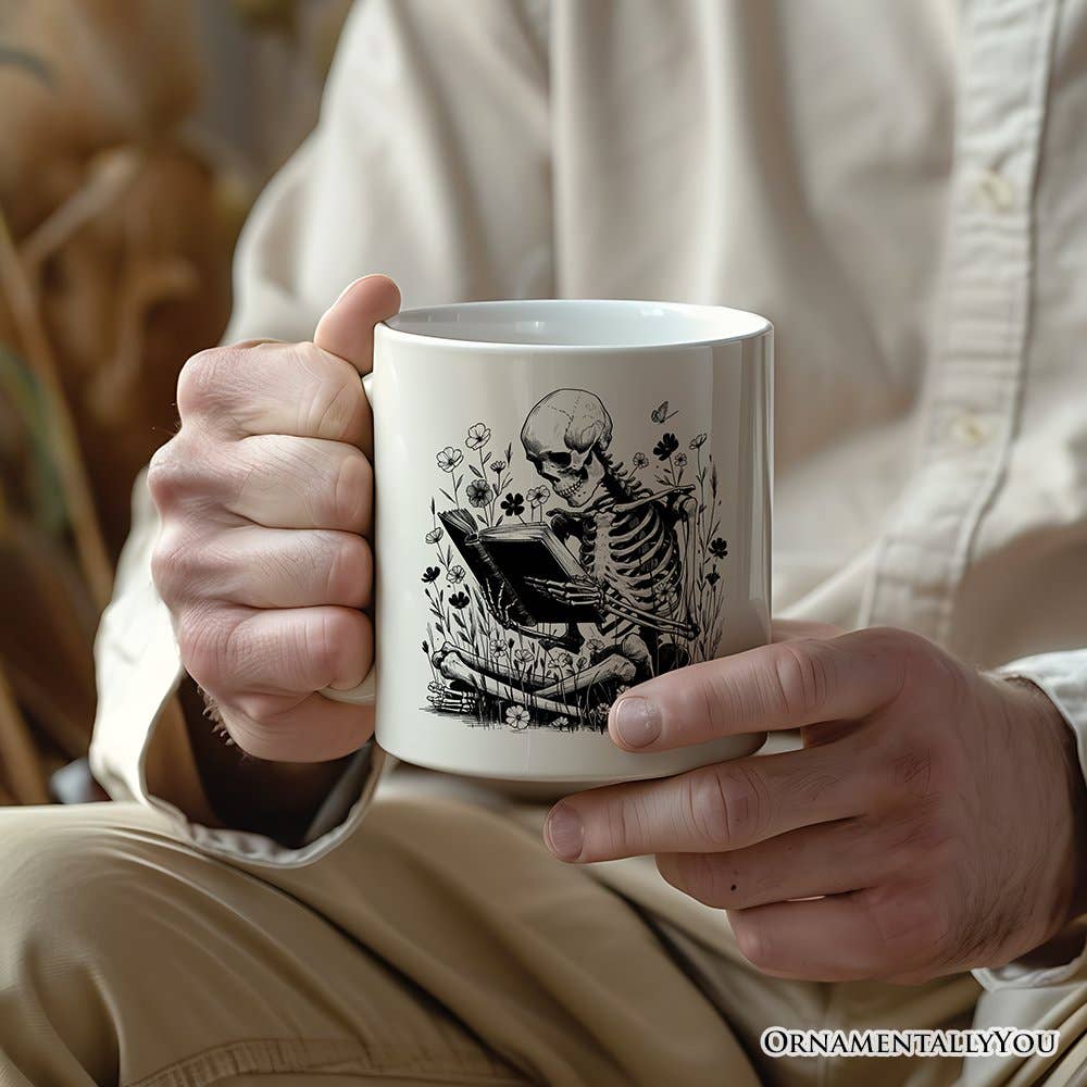 Gothic Reading Skeleton Mug