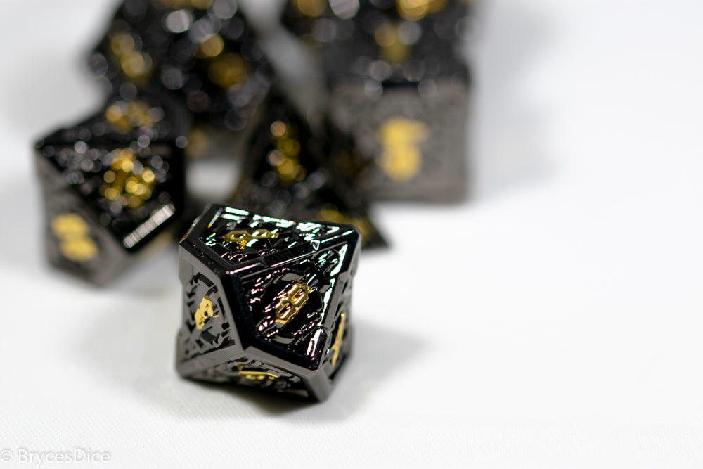 Black w/Gold Numbering Sword Strengthened Metal 7-Dice Set