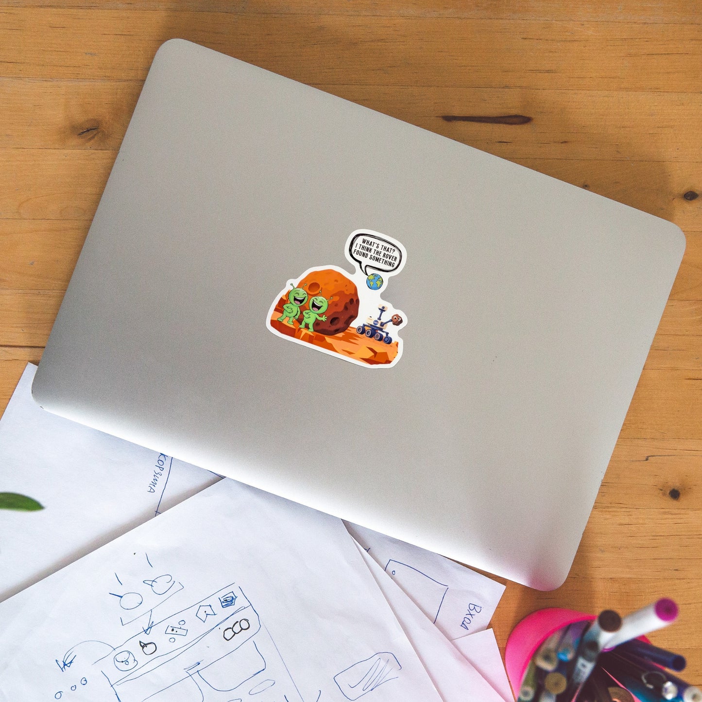 Mars Rover & Aliens Sticker