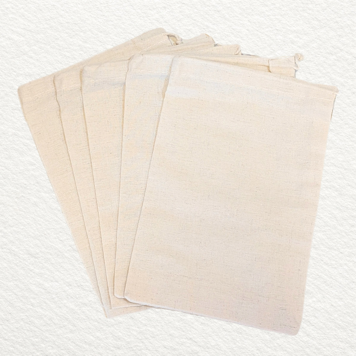 Cotton Canvas Muslin Gift Bags 5pk - Cream