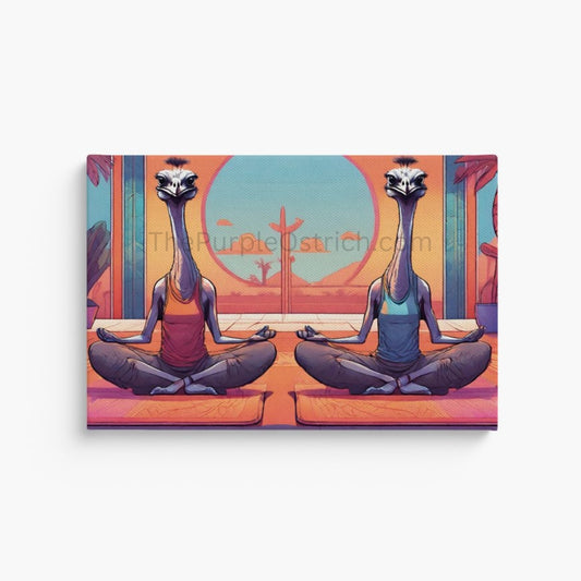 Ostrich Yoga - Feathered Poses - on Canvas