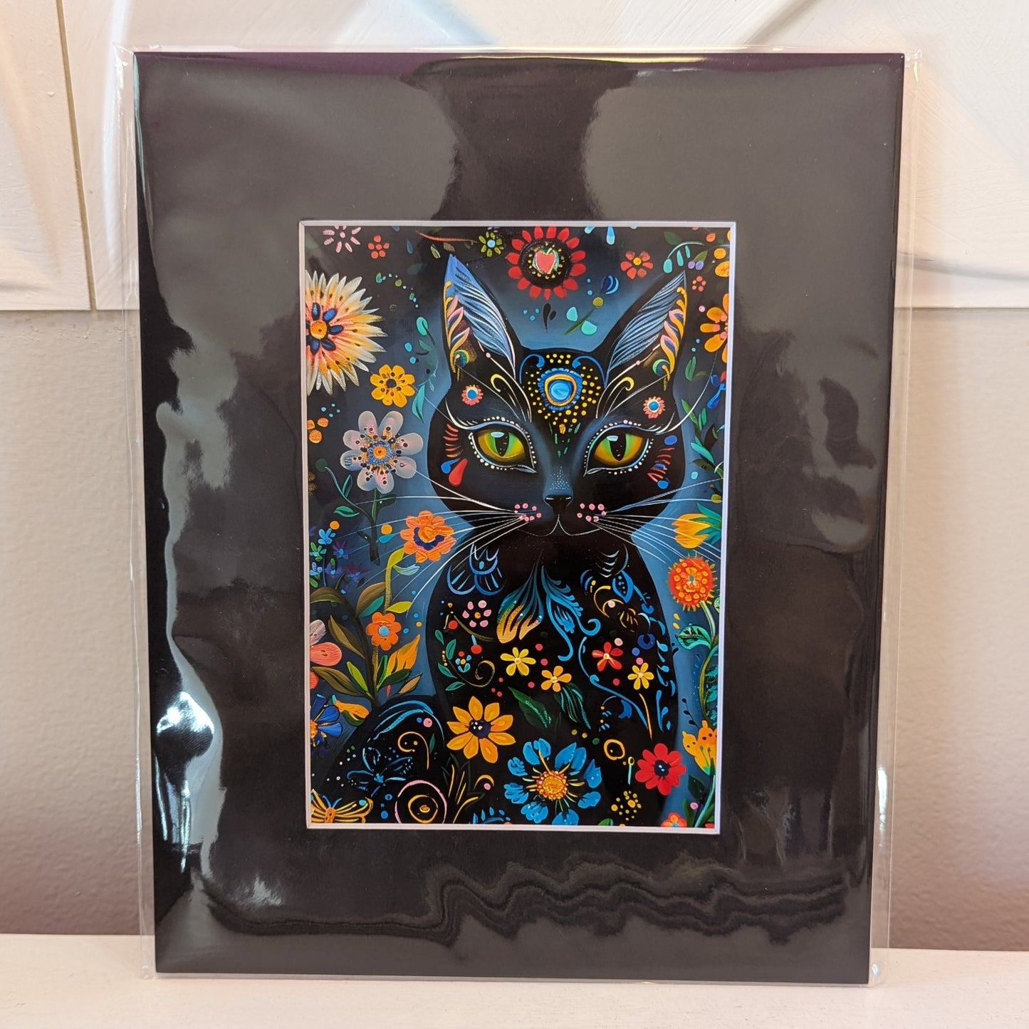 Black Cat In Bloom 8 x 10" Print