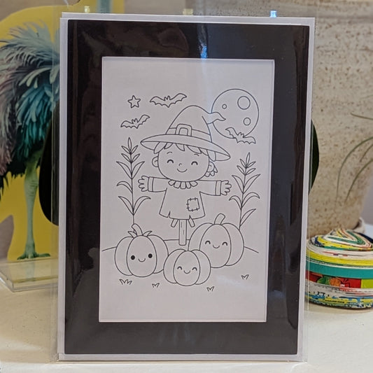 Scarecrow Coloring Greeting Card