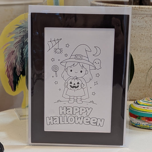 Happy Halloween Coloring Greeting Card