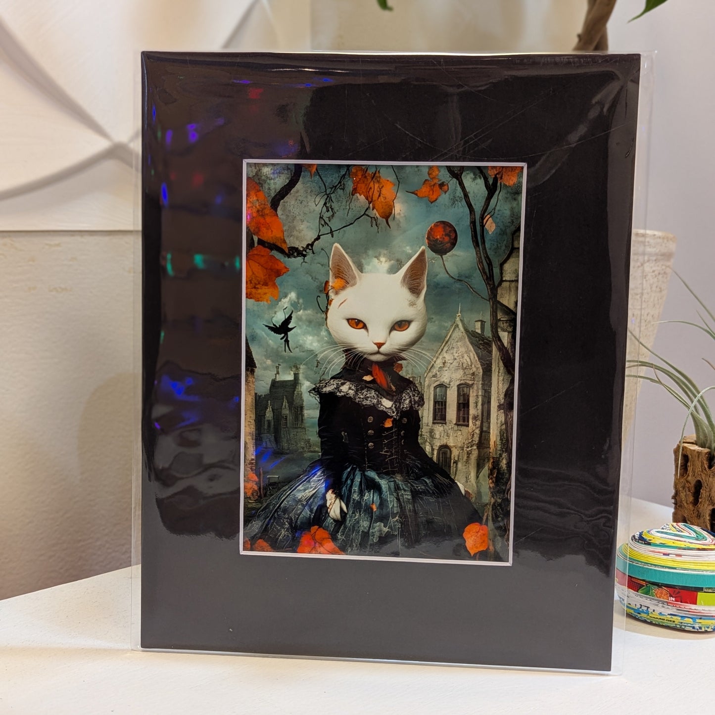 White Cat in Dress 8 x 10"