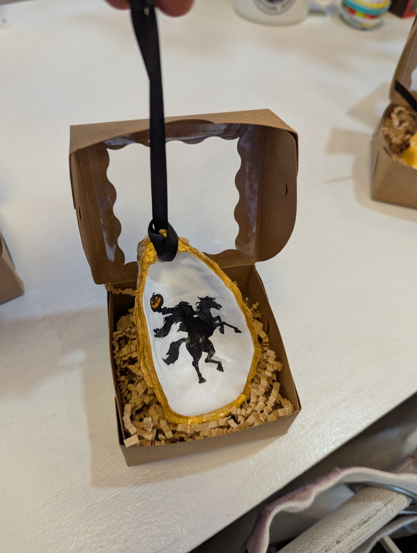 Sleepy Hollow Headless Horseman Oyster Shell Ornament