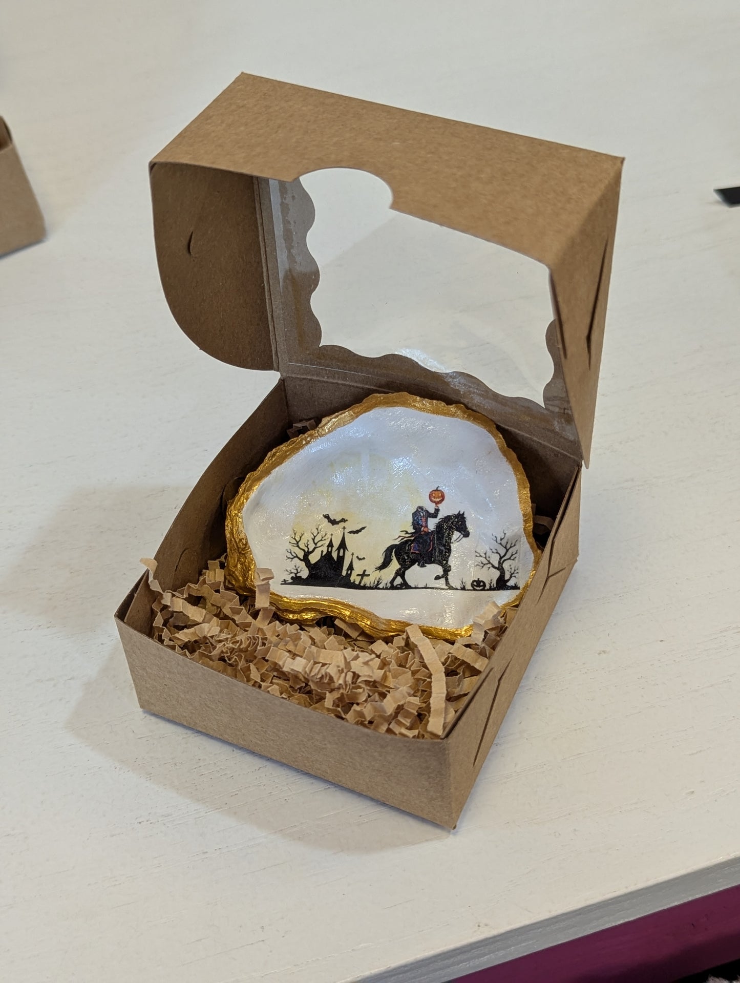 Sleepy Hollow Headless Horseman Oyster Shell Ornament
