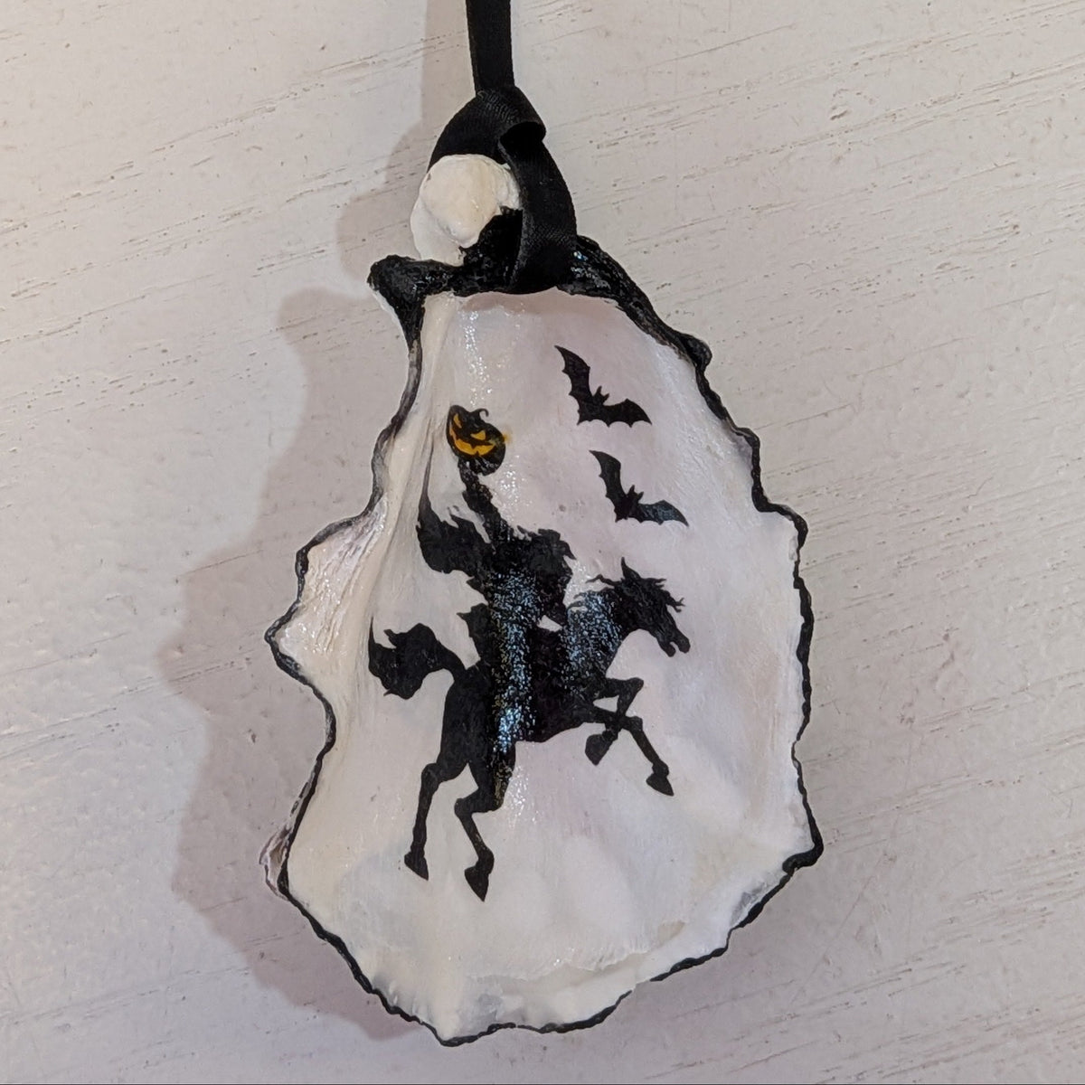 Sleepy Hollow Headless Horseman Oyster Shell Ornament