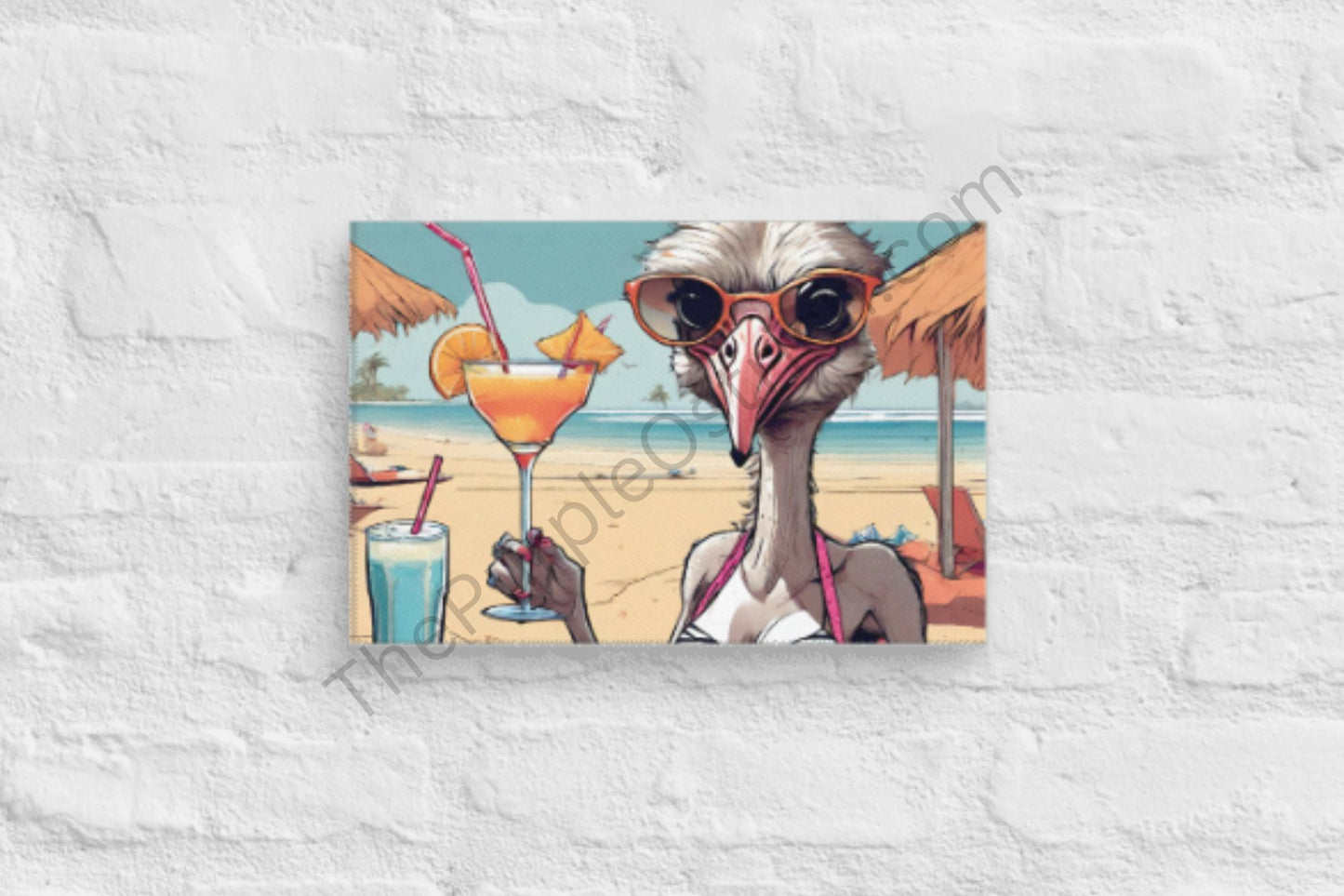 Ostrich on the Rocks - on Canvas