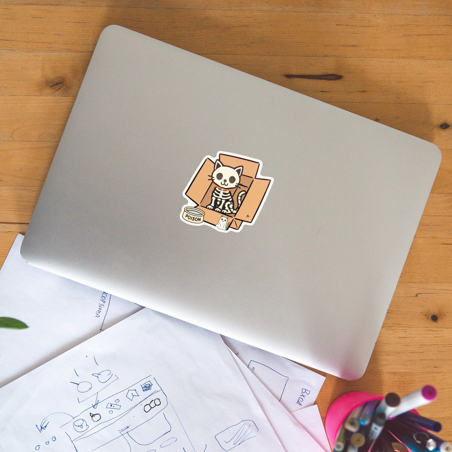 Kitty Skeleton Sticker
