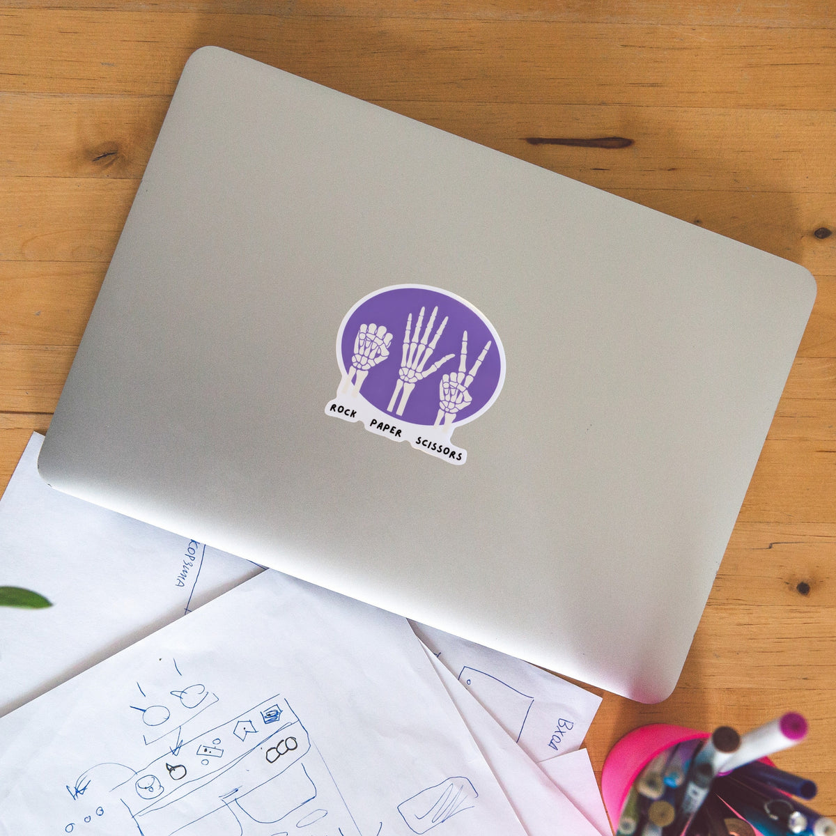 Skeleton Rock Paper Scissors Sticker