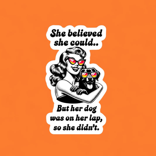 Her Dog Was in Her Lap So She Didn’t Sticker