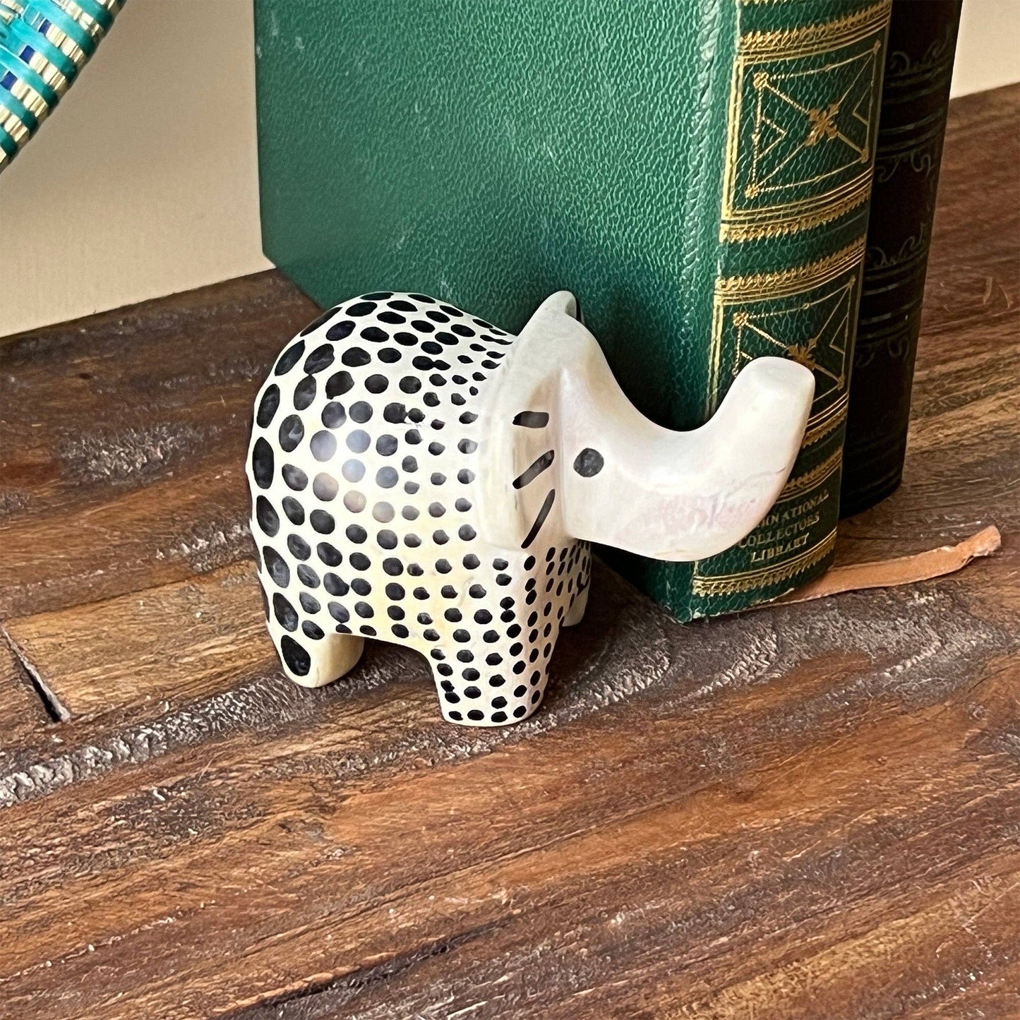 Soapstone Elephant with Natural Black Accents