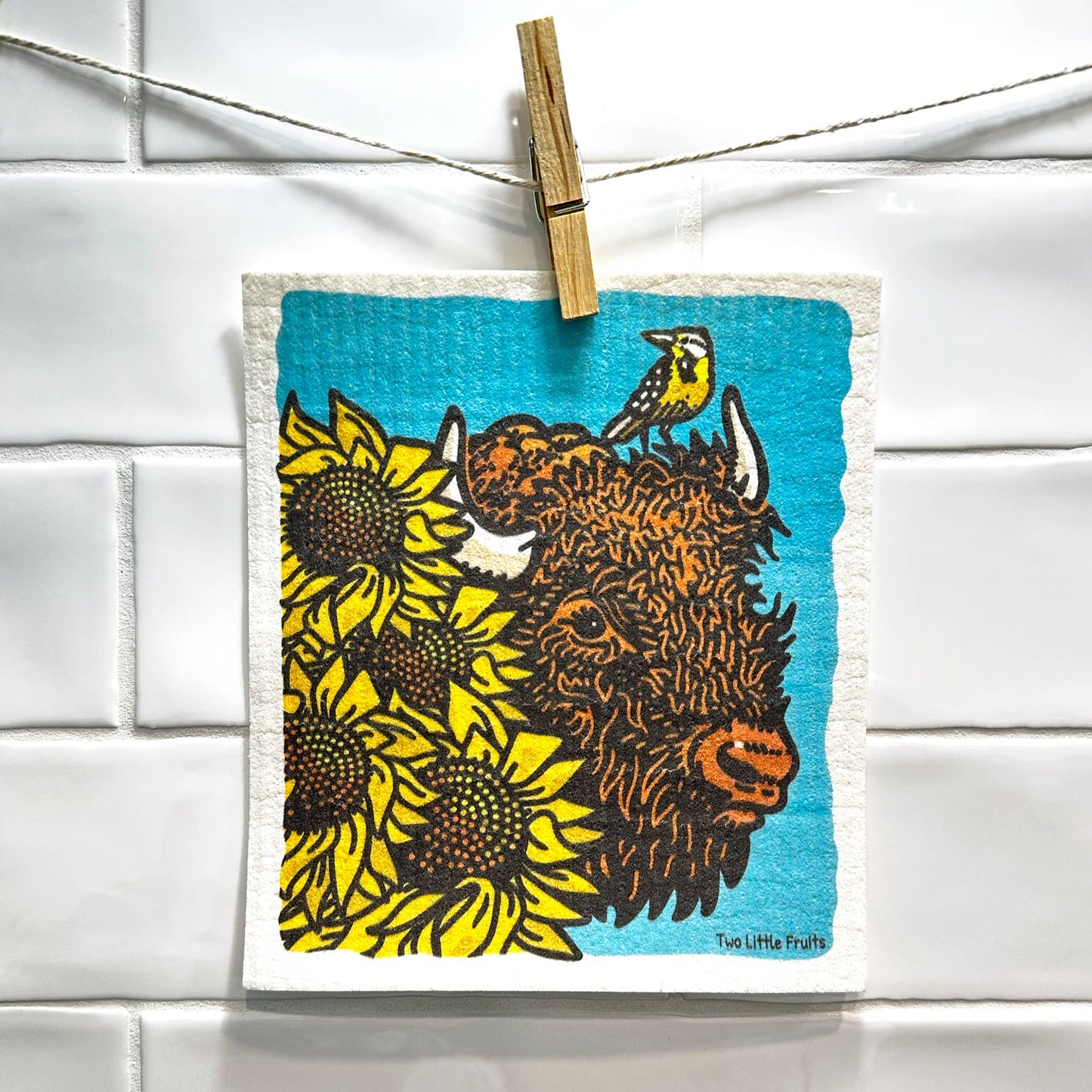Highland Cow Swedish Dishcloth