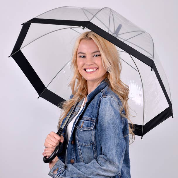 See-Thru-Bubble Wind-Resistant Premium Clear Umbrella - Black