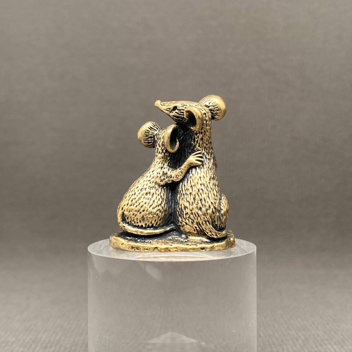 Brass Couple Mouse Figurine