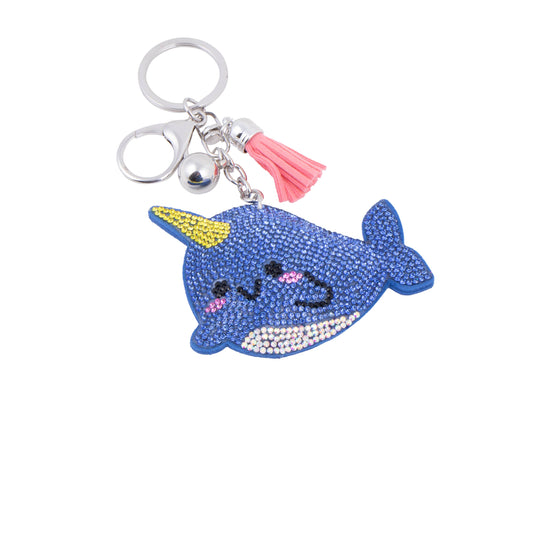 Bling Crystal Narwhal Tassel Keychain