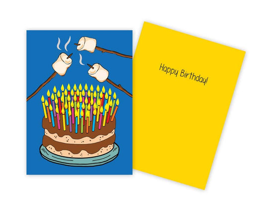 Roasted Marshmallows over Birthday Cake Birthday Card