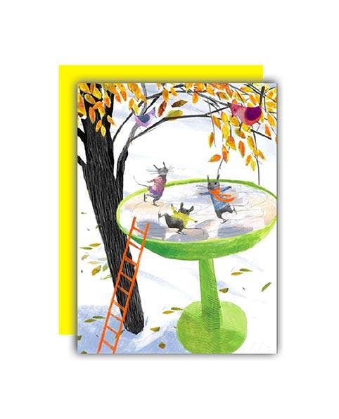 Mice & Birds Skate Greeting Card