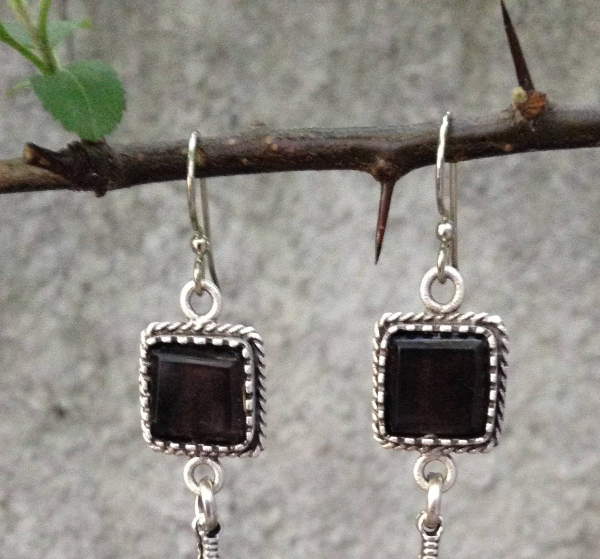 Mystic Square Hand-Cut Stone Earrings