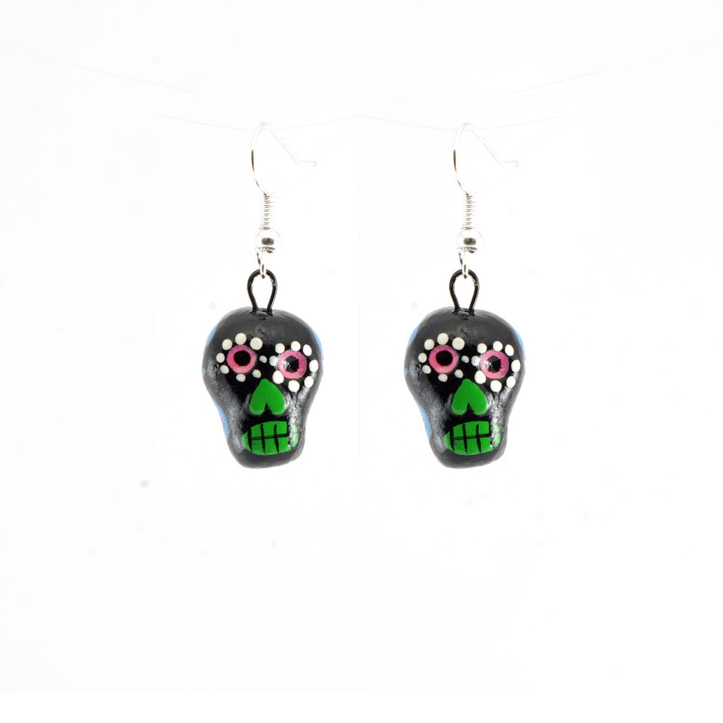 Skeleton Sugar Skull Ceramic Earrings