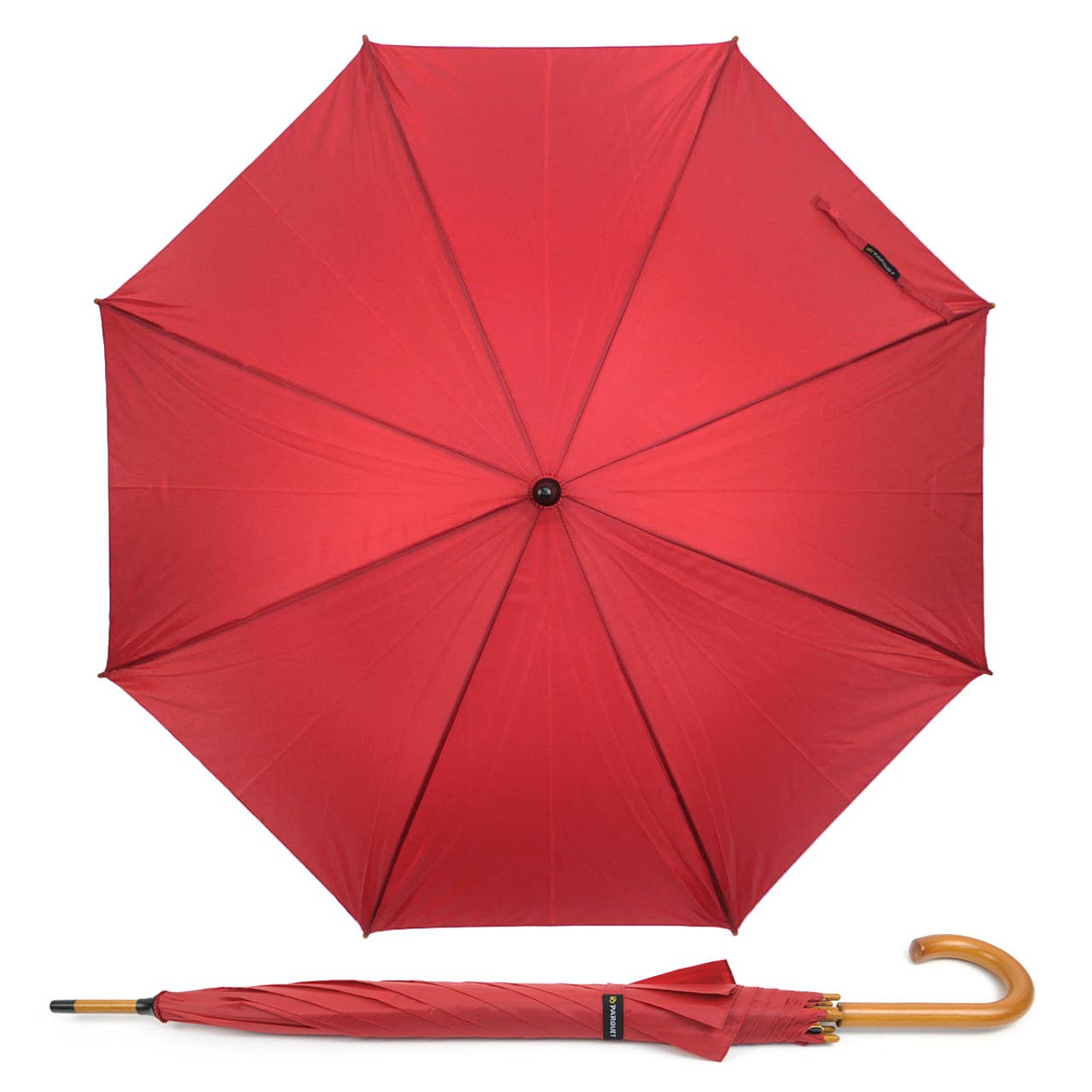 Wooden Auto-Open Umbrella with Metal Frame - Yellow