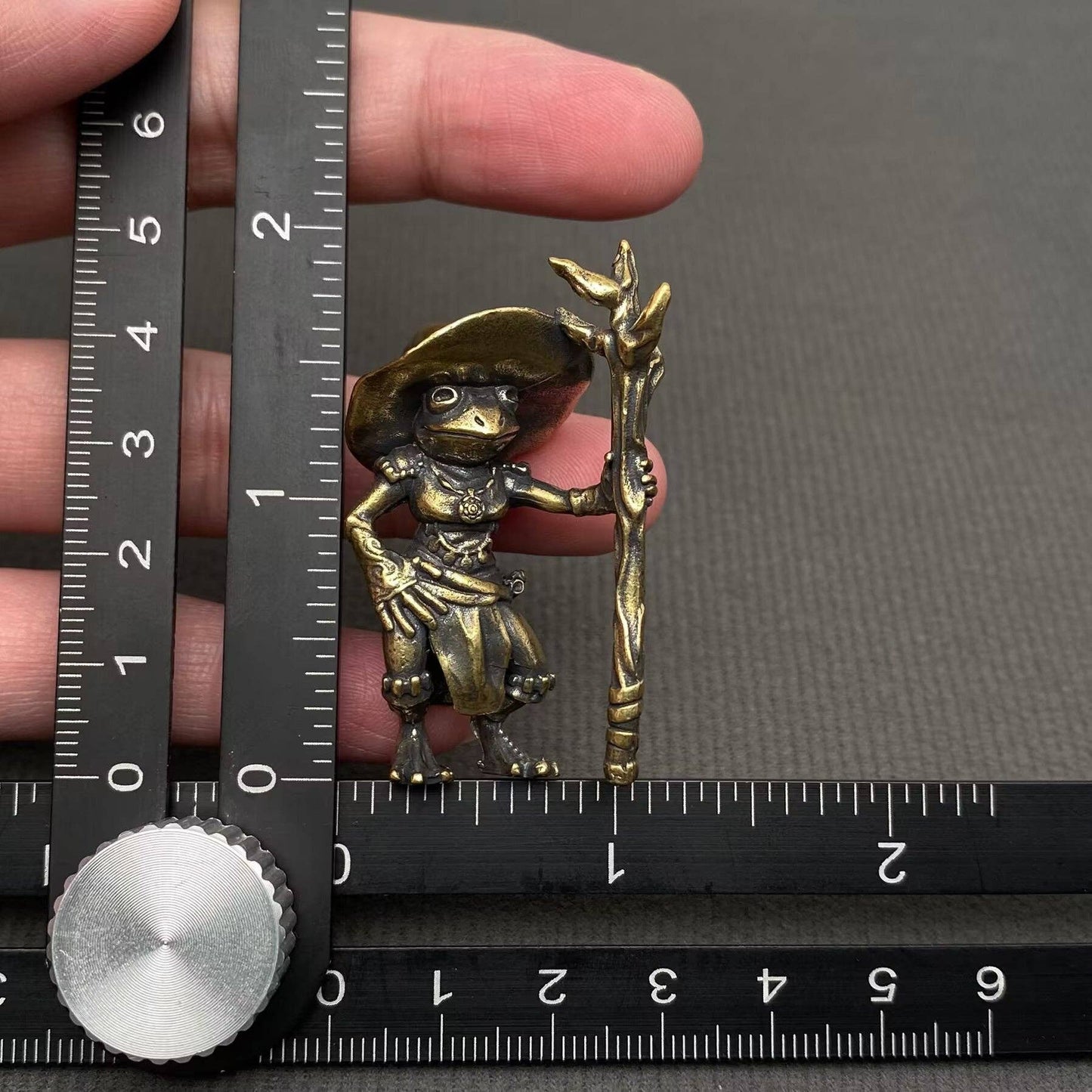 Brass Wizard Frog Figurine