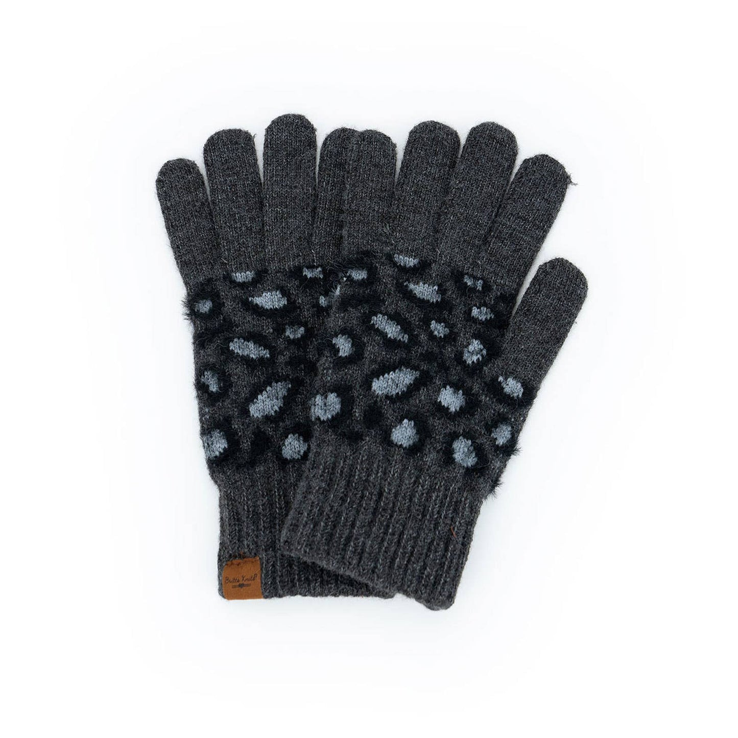 Britt's Knits Snow Leopard Gloves - Black