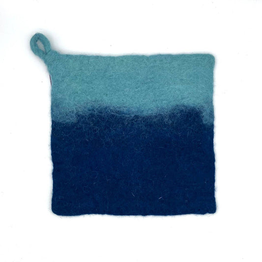 Two-tone Felt Pot Holder: Blue