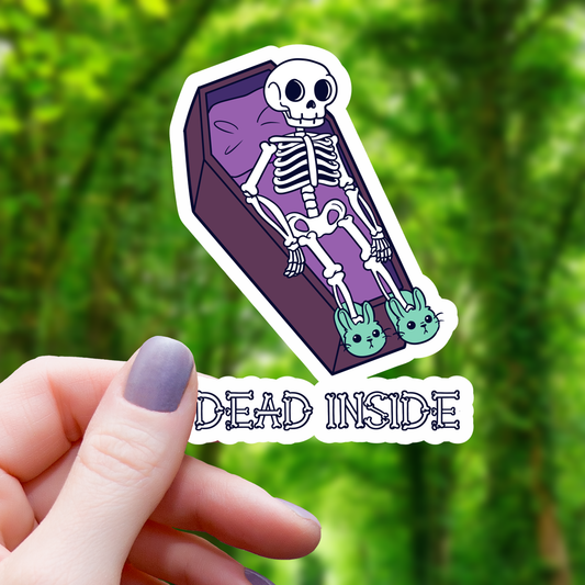 Dead Inside Skeleton In Coffin Sticker