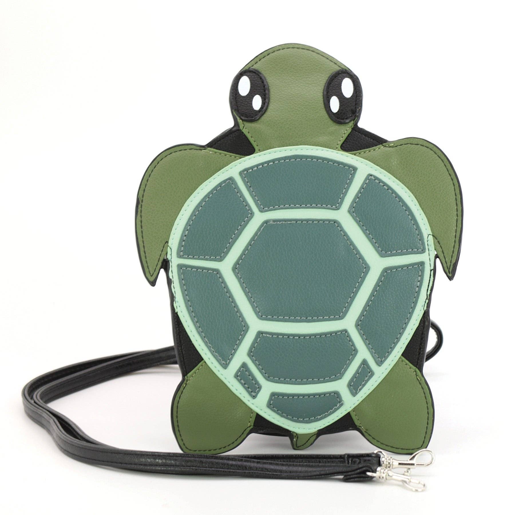 Sea Turtle-shaped crossbody bag on a white background