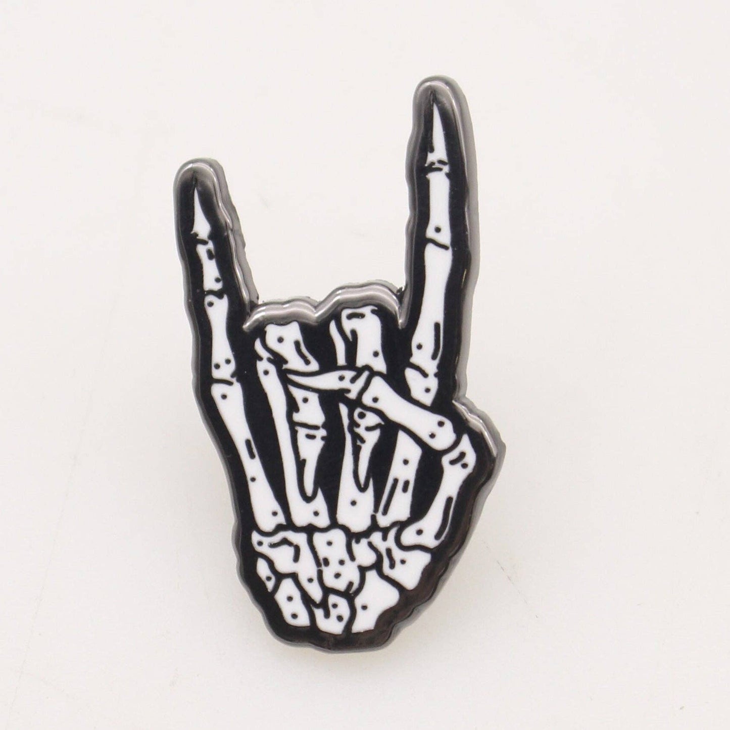 Skeleton Rock Hand Enamel Pin