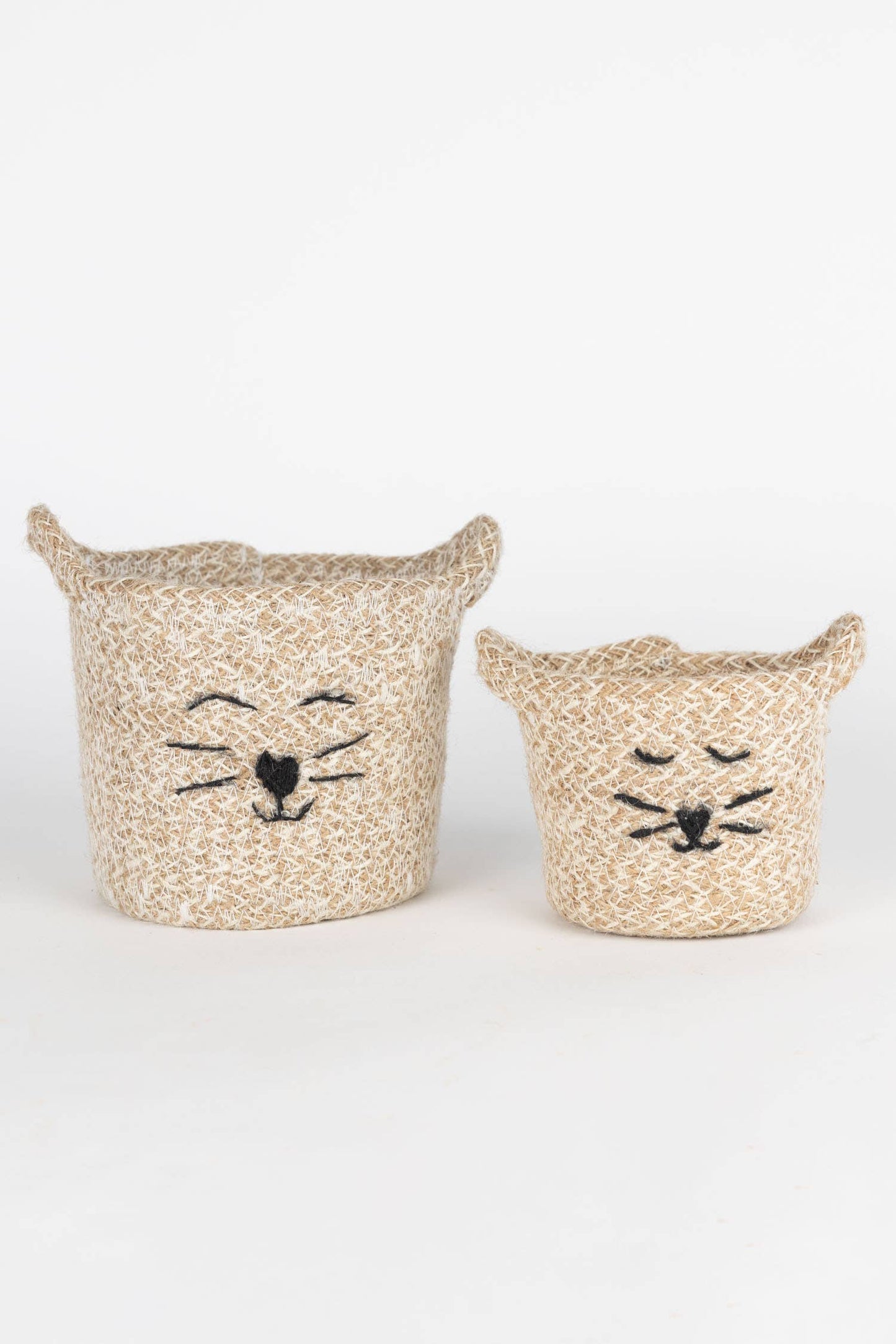 Cat Face Jute Basket - Mini