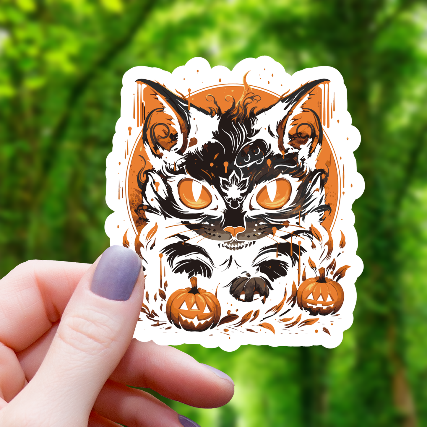 Evil Halloween Cat Sticker