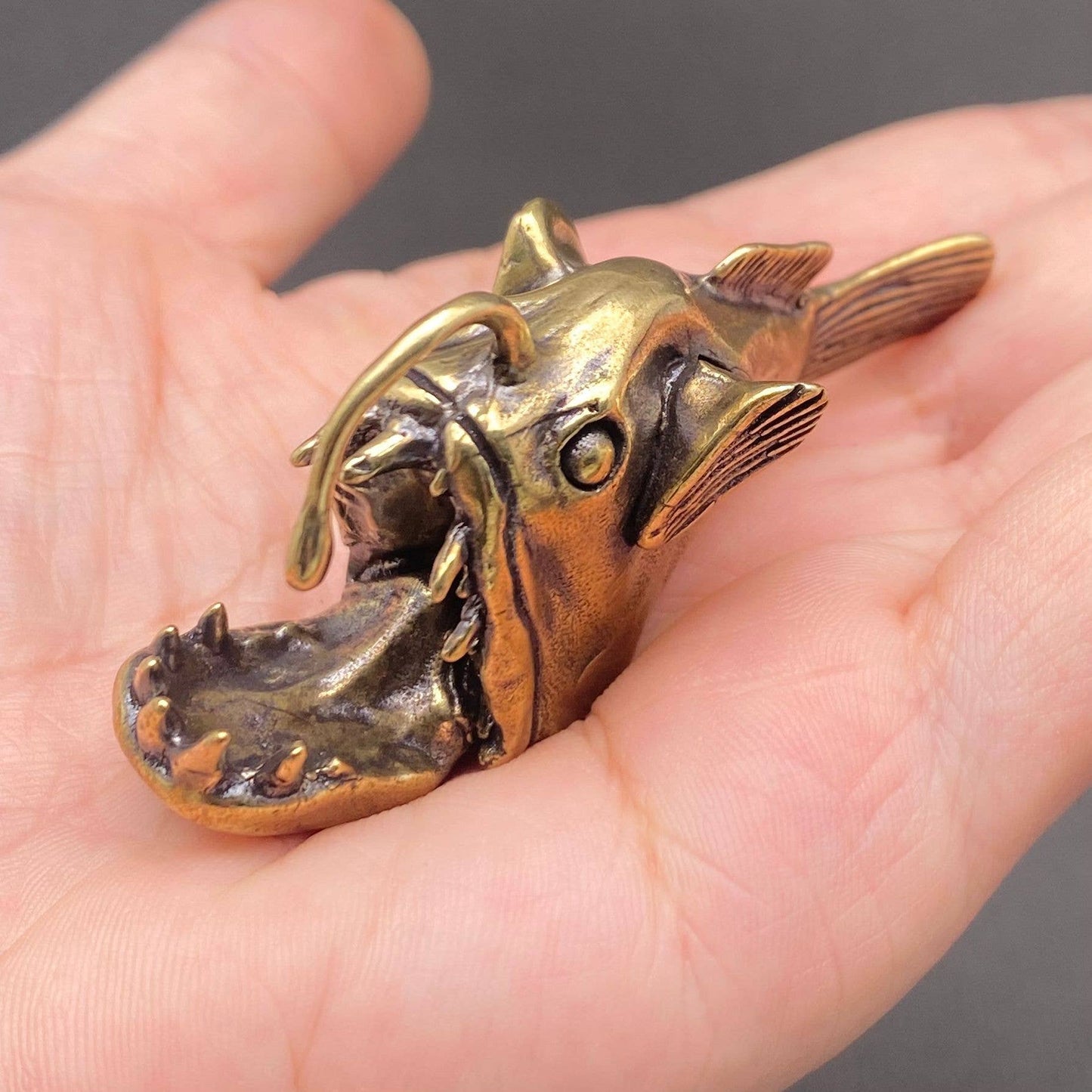 Brass Lantern Fish Figurine