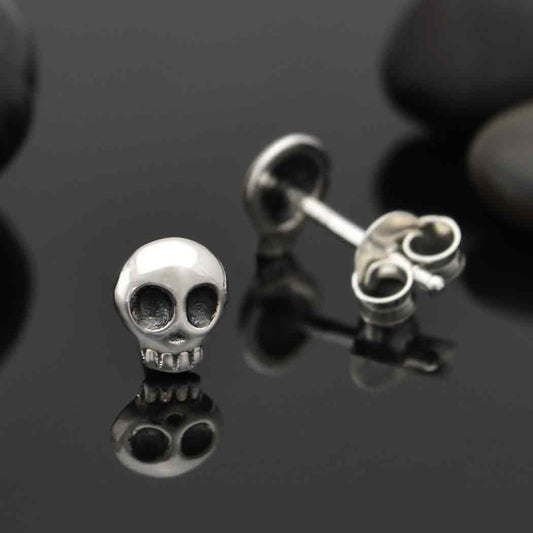 Sterling Silver Mini Skull Post Earrings