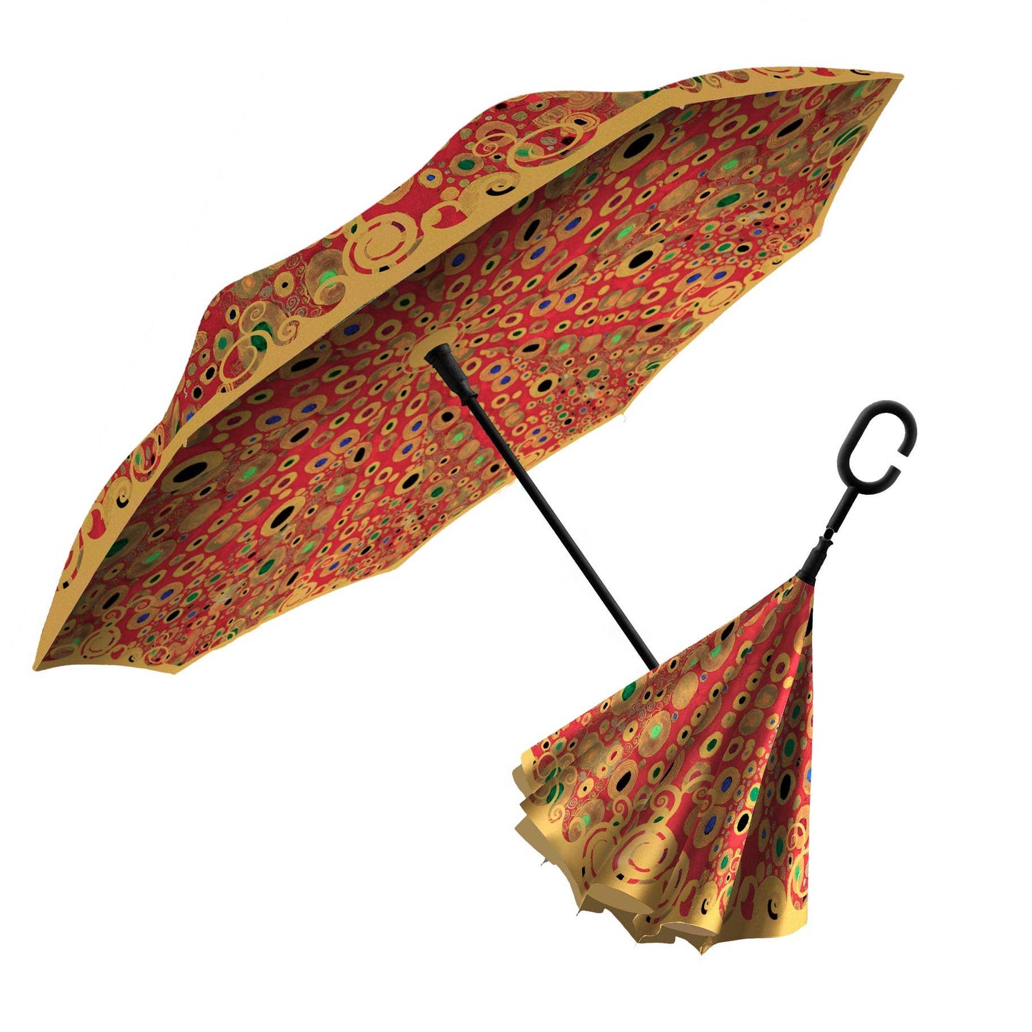 Klimt "Hope II" Red Reverse Umbrella