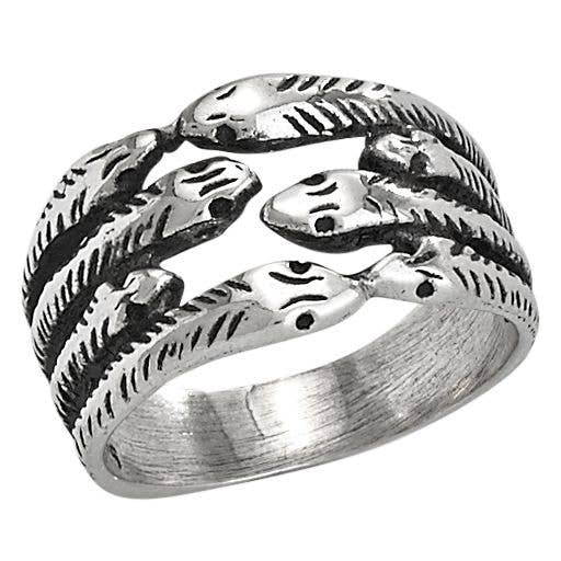 In Medusa's Coil Sterling Silver Snake Wrap Ring: 6