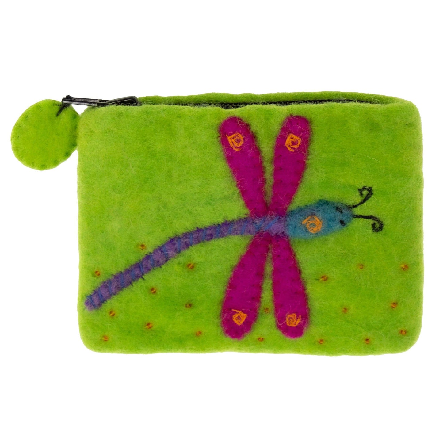 Handcrafted Dragonfly Felt Zipper Pouch