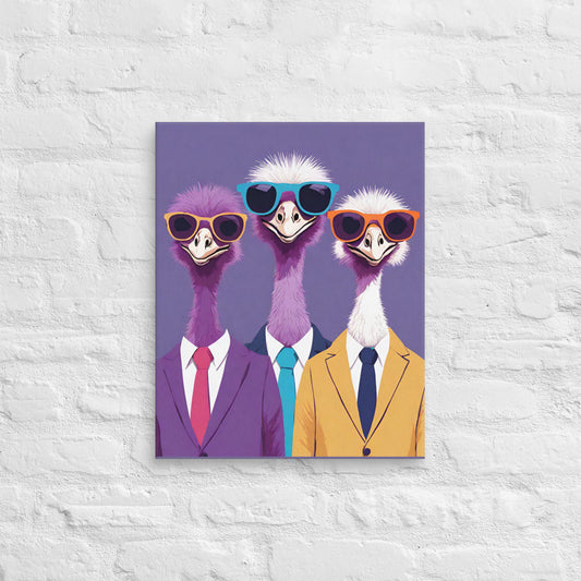 The 3 Ostriches - Canvas Wall Art