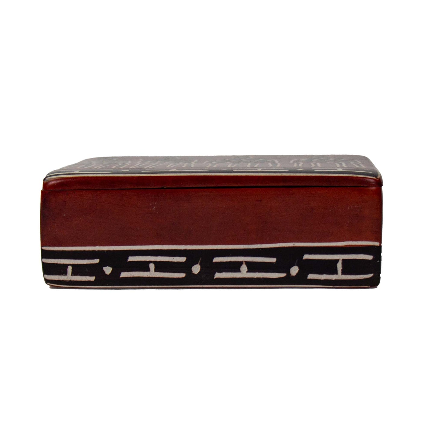 Soapstone Carved Box Brown Mudcloth Giraffes
