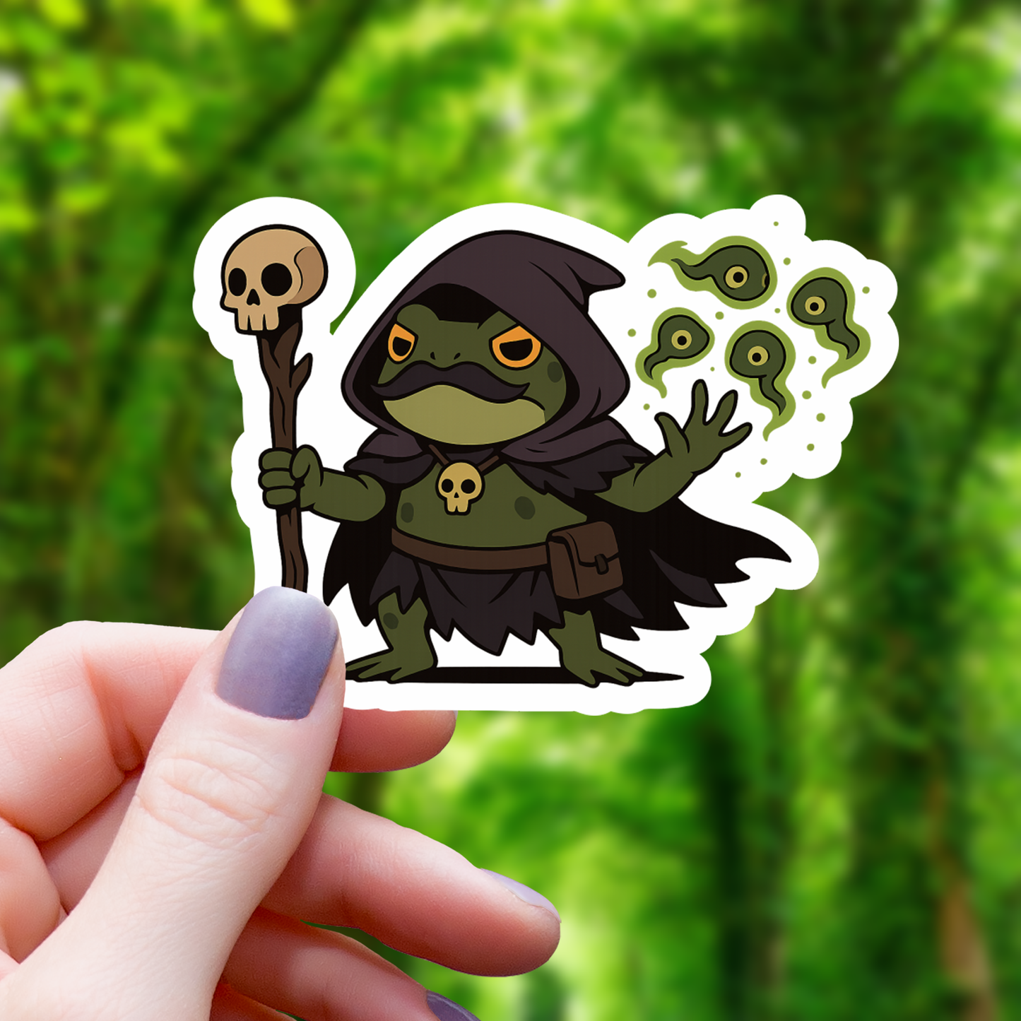 Mustachio Frog Necromancer Sticker