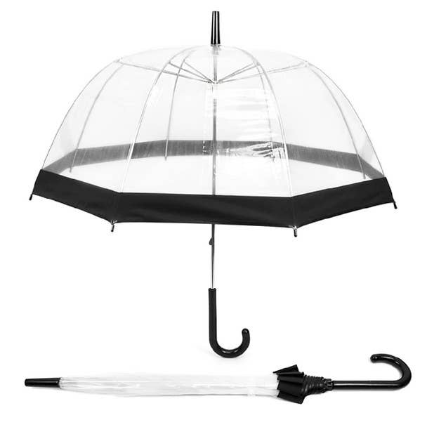 See-Thru-Bubble Wind-Resistant Premium Clear Umbrella - Black
