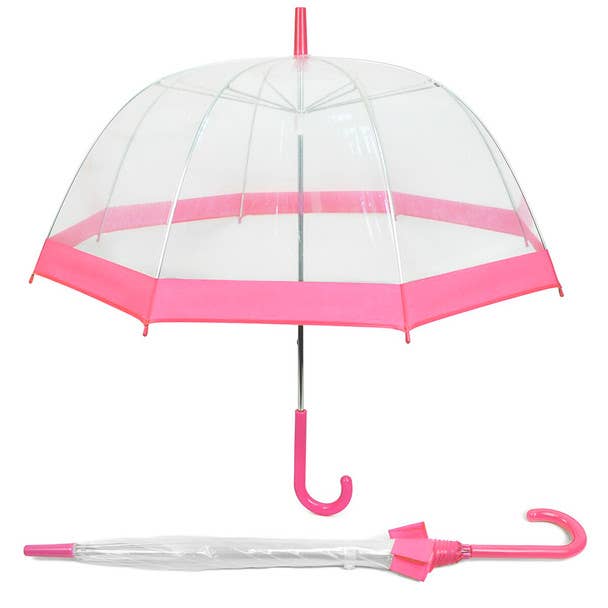 See-Thru-Bubble Wind-Resistant Premium Clear Umbrella - Red