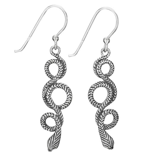 Slithering Snake Sterling Silver Dangle Earrings