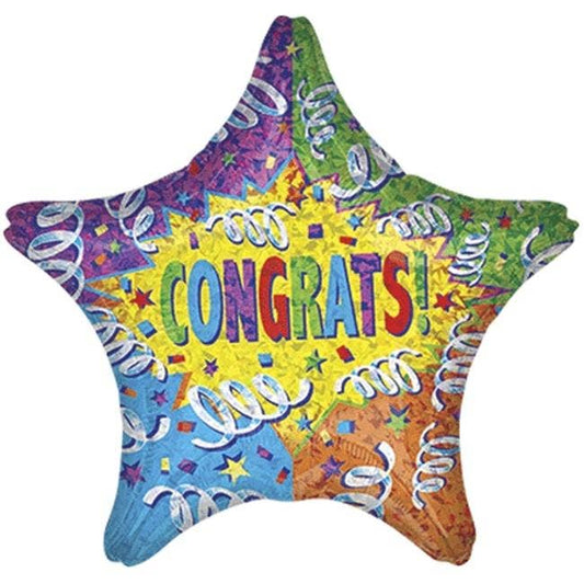 28" Congrats Streamer Explosion Mylar Balloon - Very Big